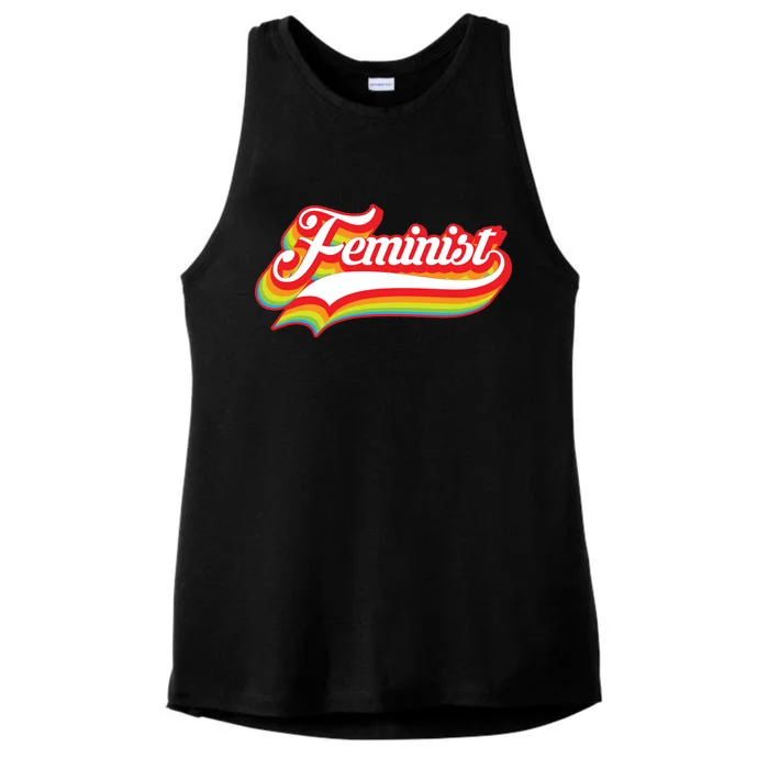 Retro Feminist Logo Ladies Tri-Blend Wicking Tank