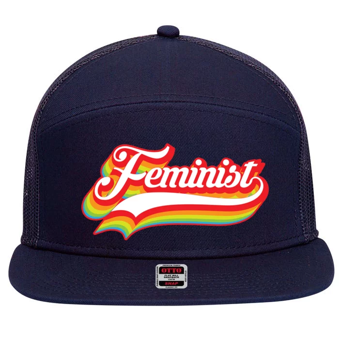 Retro Feminist Logo 7 Panel Mesh Trucker Snapback Hat