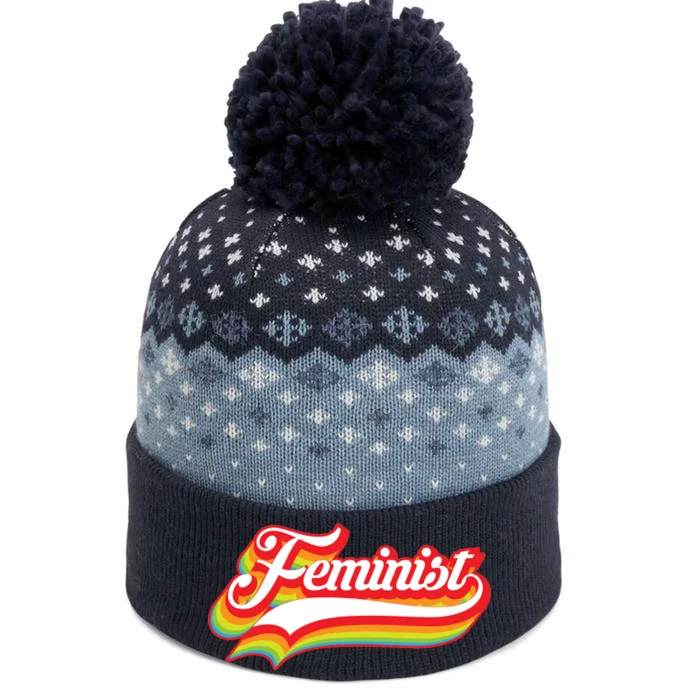 Retro Feminist Logo The Baniff Cuffed Pom Beanie