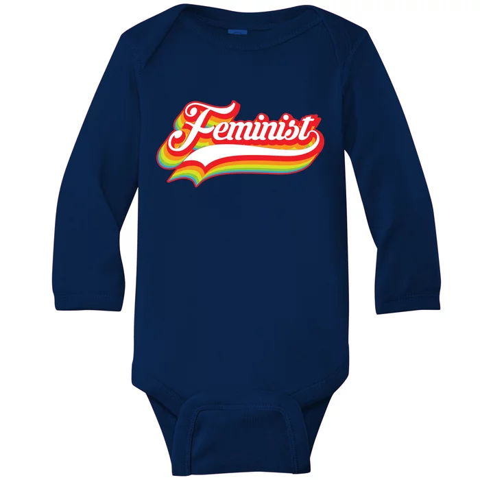 Retro Feminist Logo Baby Long Sleeve Bodysuit