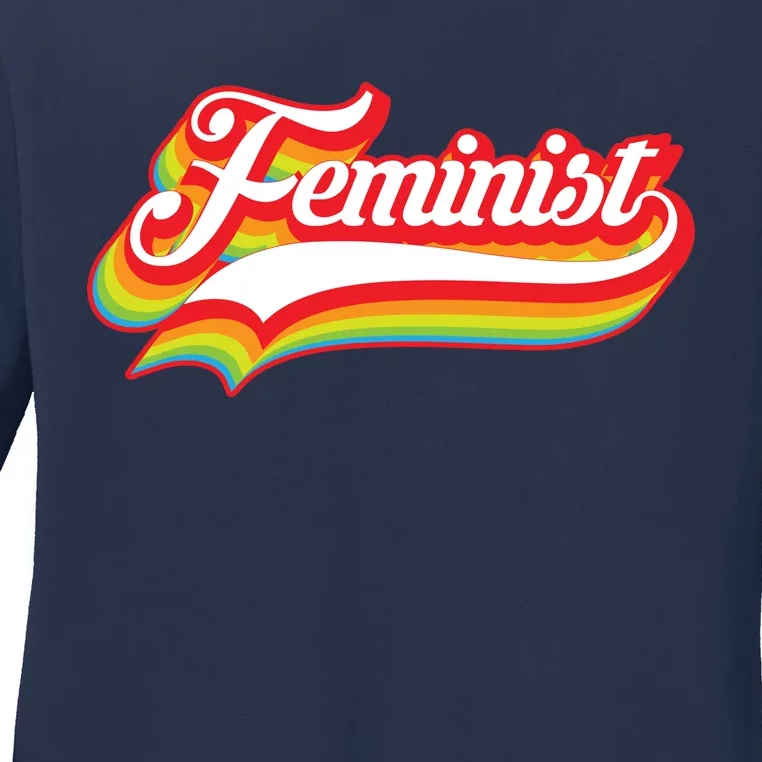 Retro Feminist Logo Ladies Long Sleeve Shirt