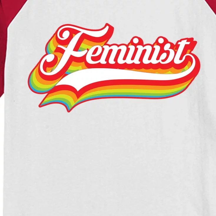 Retro Feminist Logo Kids Colorblock Raglan Jersey