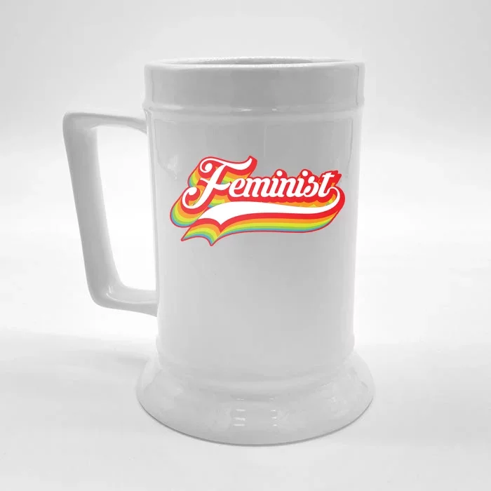 Retro Feminist Logo Front & Back Beer Stein