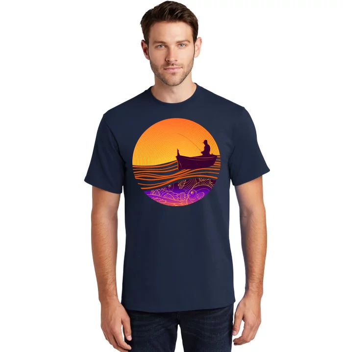 Retro Fisherman Boat Emblem Tall T-Shirt