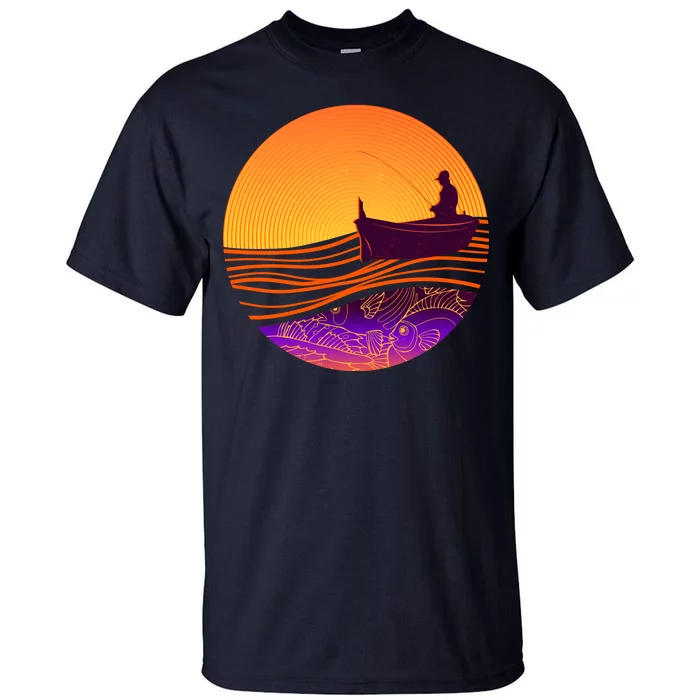 Retro Fisherman Boat Emblem Tall T-Shirt