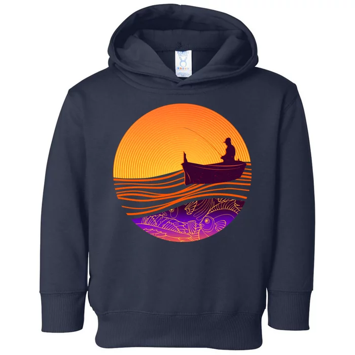 Retro Fisherman Boat Emblem Toddler Hoodie