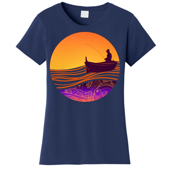 Retro Fisherman Boat Emblem Women's T-Shirt