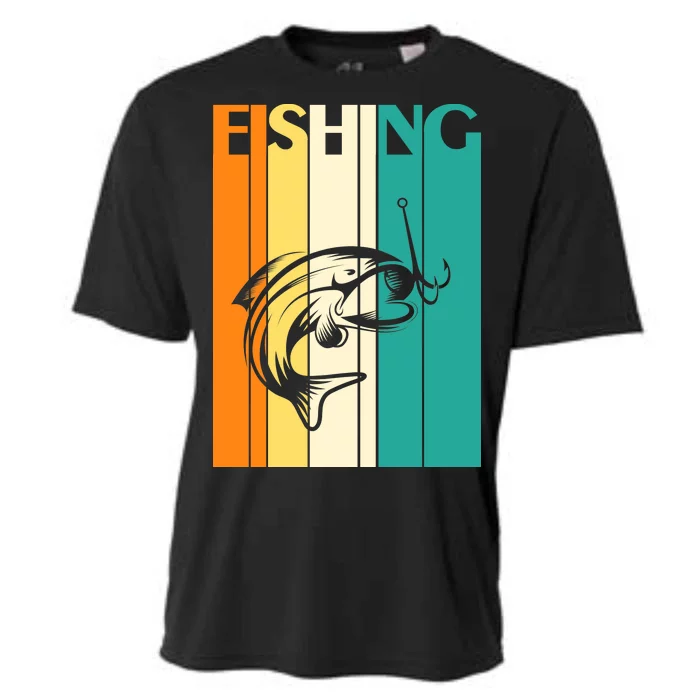 Retro Fishing Fish Hook Cooling Performance Crew T-Shirt