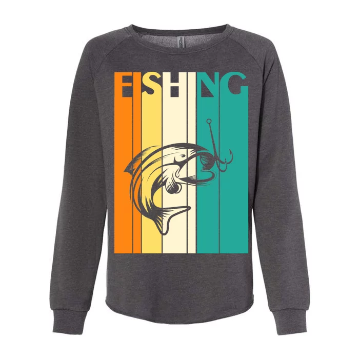 Retro Fishing Fish Hook Womens California Wash Sweatshirt