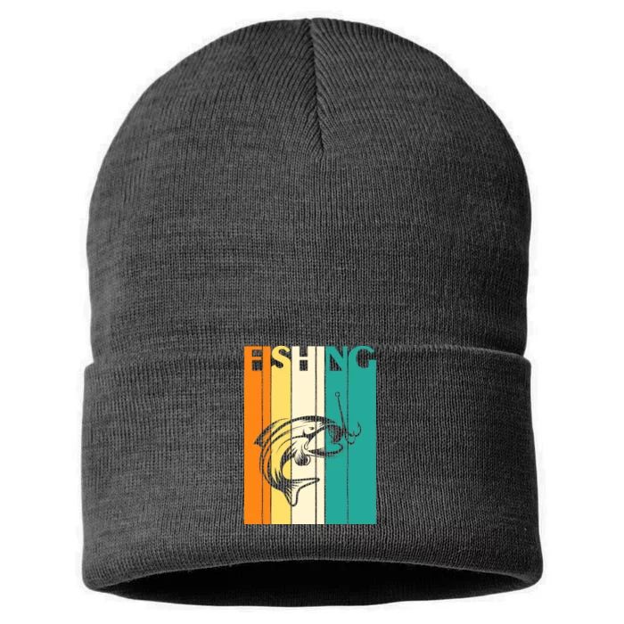 Retro Fishing Fish Hook Sustainable Knit Beanie