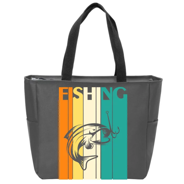 Retro Fishing Fish Hook Zip Tote Bag