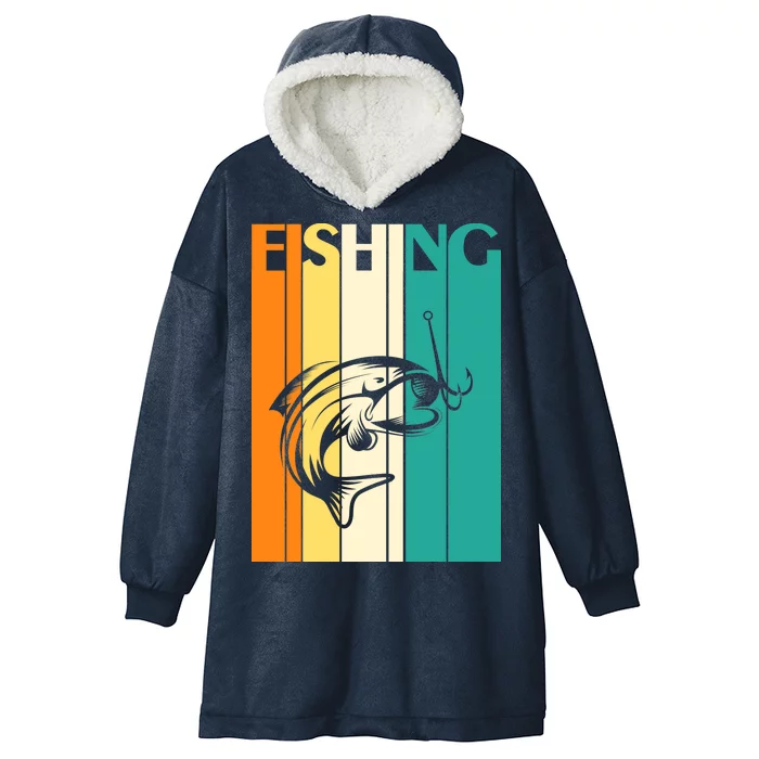 Retro Fishing Fish Hook Hooded Wearable Blanket