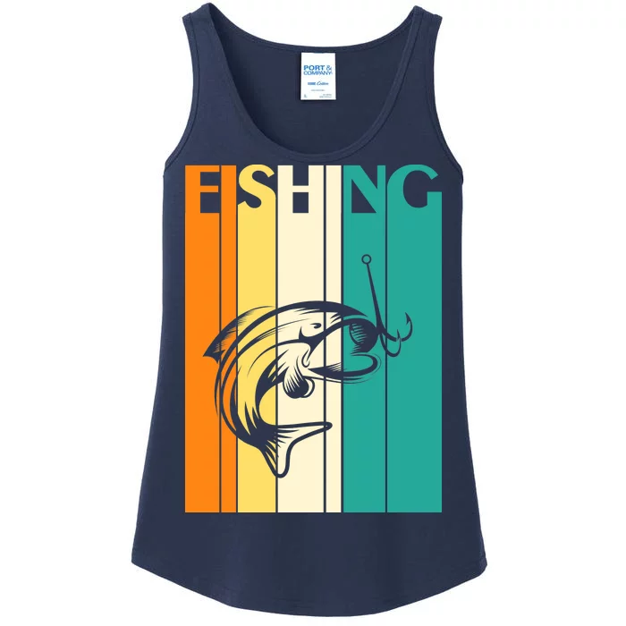 Retro Fishing Fish Hook Ladies Essential Tank