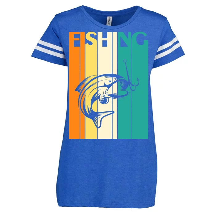 Retro Fishing Fish Hook Enza Ladies Jersey Football T-Shirt