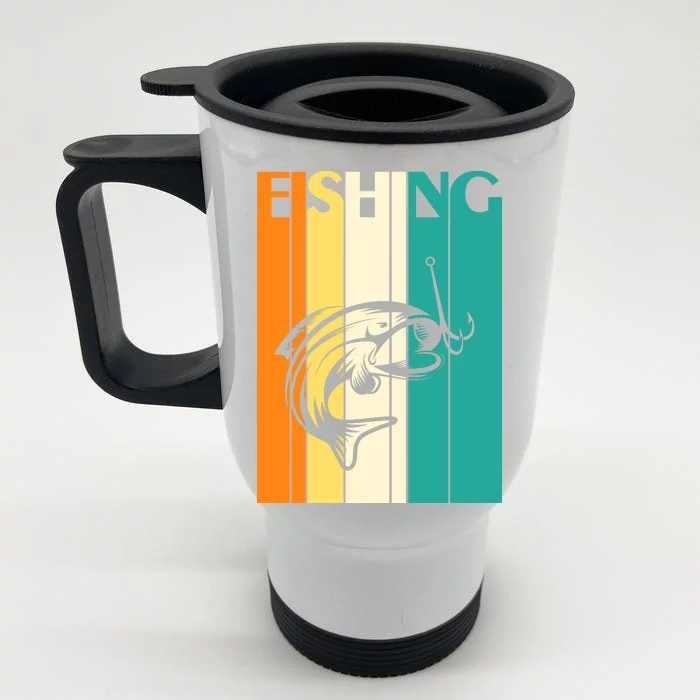 Retro Fishing Fish Hook Front & Back Stainless Steel Travel Mug