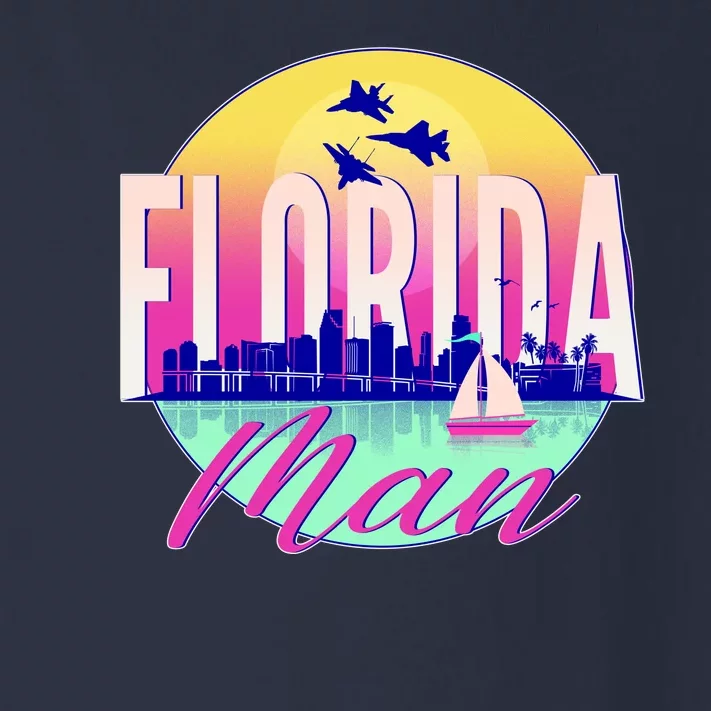 Retro Florida Man Miama Skyline with Fighter Jets Toddler Long Sleeve Shirt