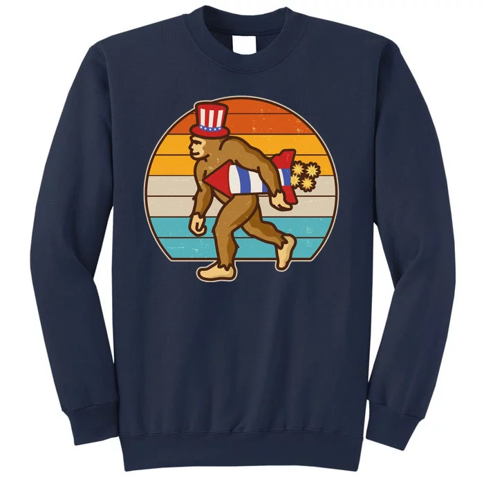 Retro Fourth 4th of July Firecracker Rocket Bigfoot Sweatshirt