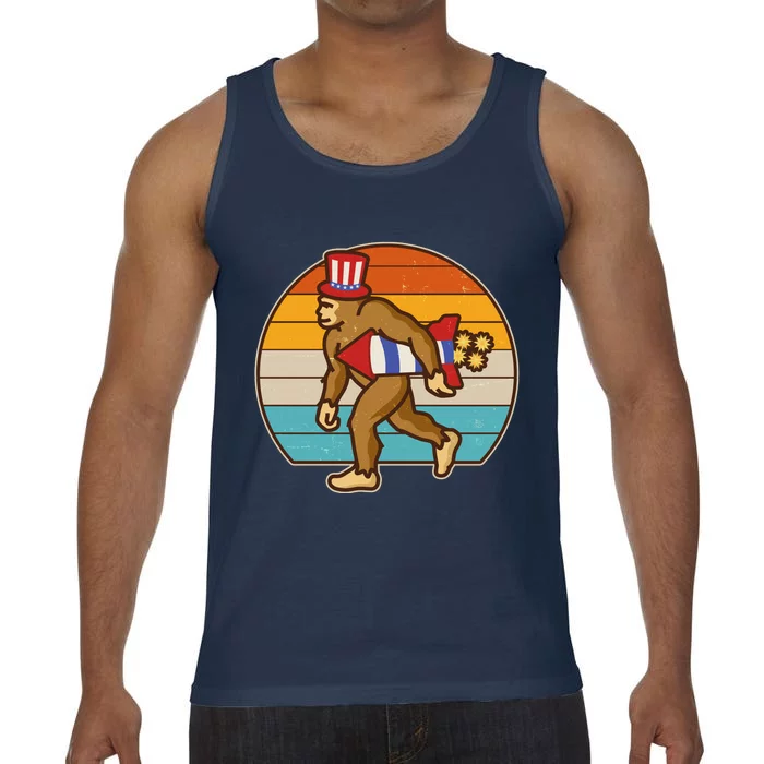 Retro Fourth 4th of July Firecracker Rocket Bigfoot Comfort Colors® Tank Top