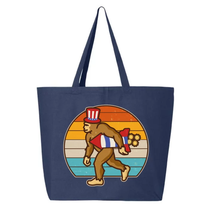 Retro Fourth 4th of July Firecracker Rocket Bigfoot 25L Jumbo Tote