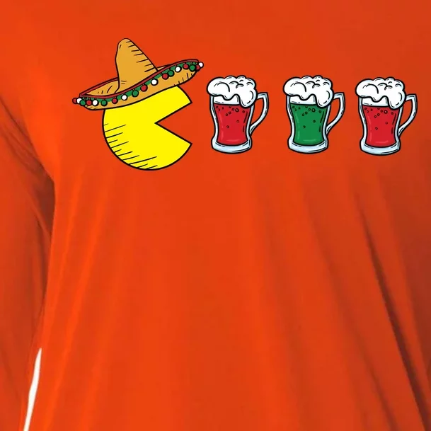 Retro Funny Cinco De Mayo Gamer Mexican Beer Cooling Performance Long Sleeve Crew