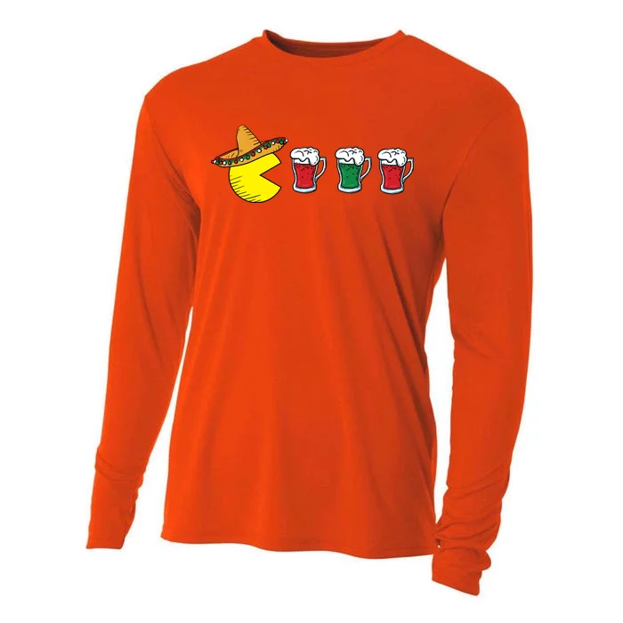 Retro Funny Cinco De Mayo Gamer Mexican Beer Cooling Performance Long Sleeve Crew