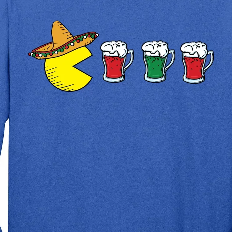 Retro Funny Cinco De Mayo Gamer Mexican Beer Tall Long Sleeve T-Shirt