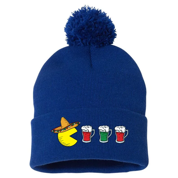 Retro Funny Cinco De Mayo Gamer Mexican Beer Pom Pom 12in Knit Beanie