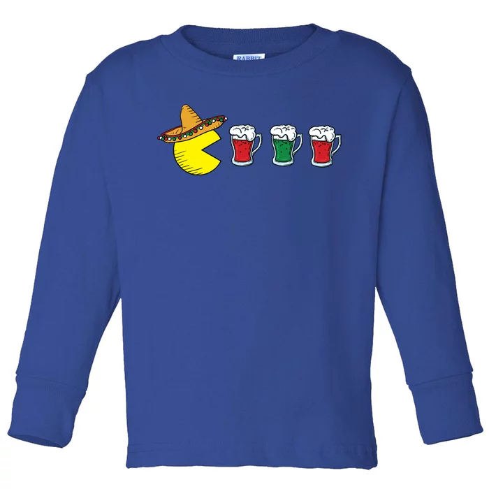 Retro Funny Cinco De Mayo Gamer Mexican Beer Toddler Long Sleeve Shirt