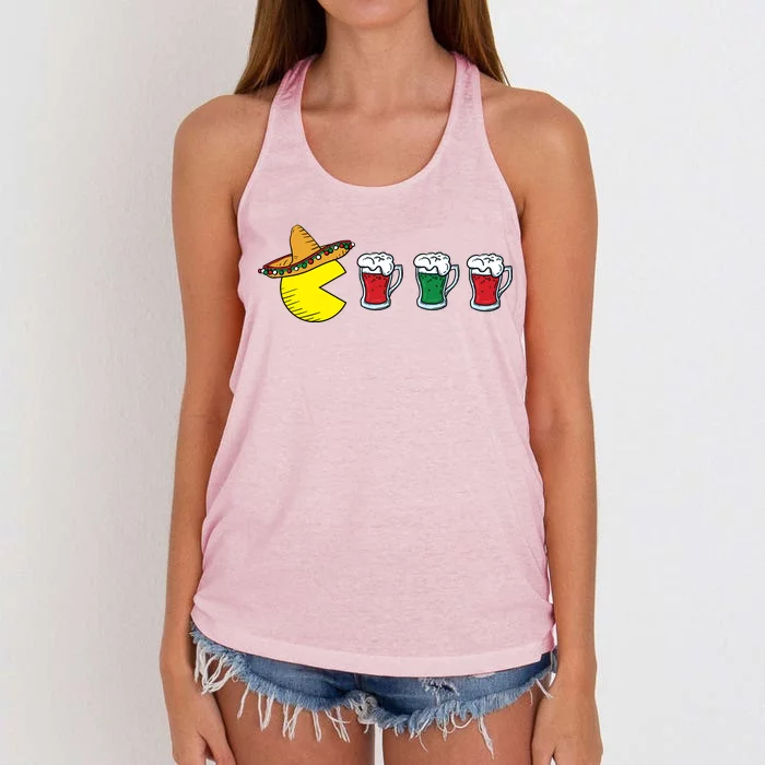 Retro Funny Cinco De Mayo Gamer Mexican Beer Women's Knotted Racerback Tank