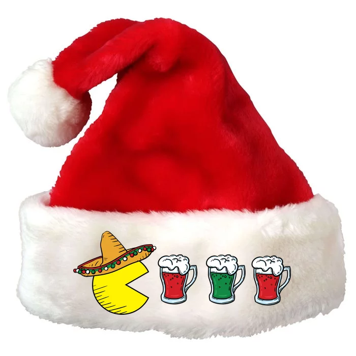 Retro Funny Cinco De Mayo Gamer Mexican Beer Premium Christmas Santa Hat