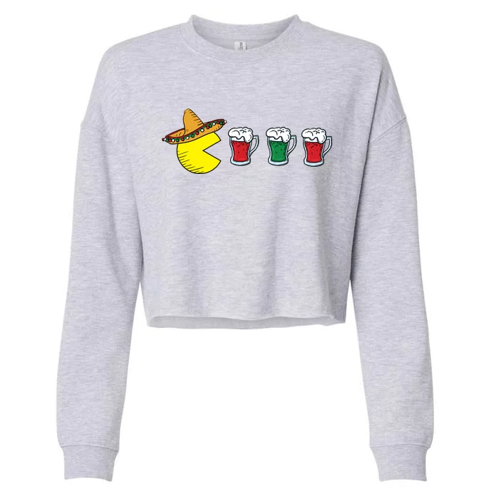 Retro Funny Cinco De Mayo Gamer Mexican Beer Cropped Pullover Crew