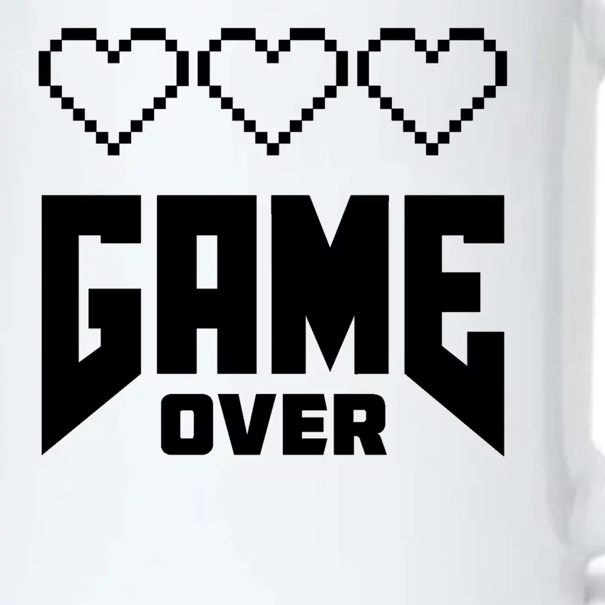 Retro Game Over Out Of Hearts Black Color Changing Mug