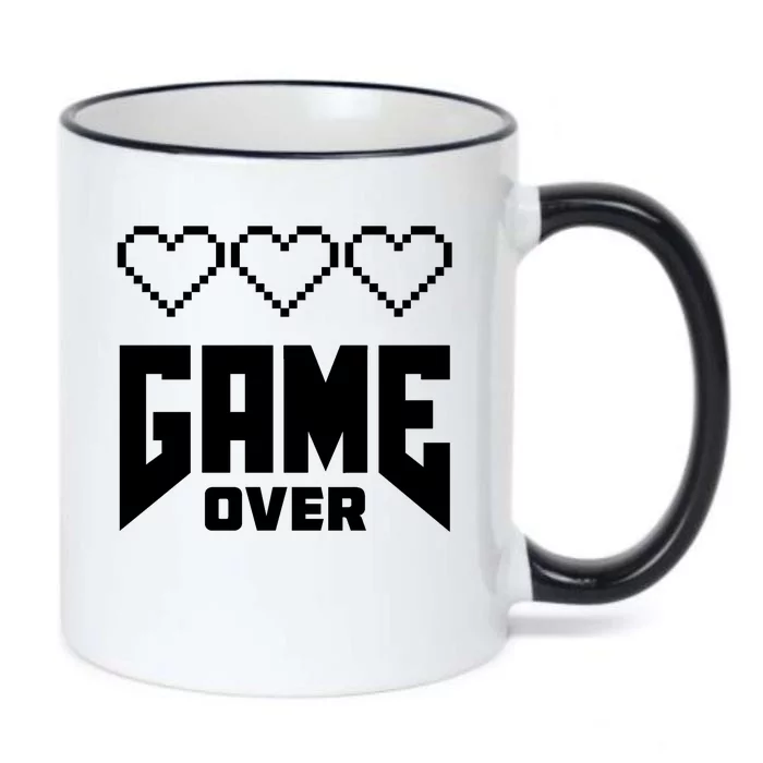 Retro Game Over Out Of Hearts Black Color Changing Mug