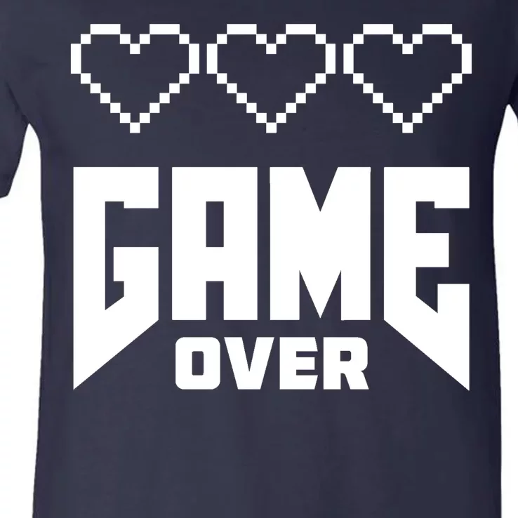 Retro Game Over Out Of Hearts V-Neck T-Shirt