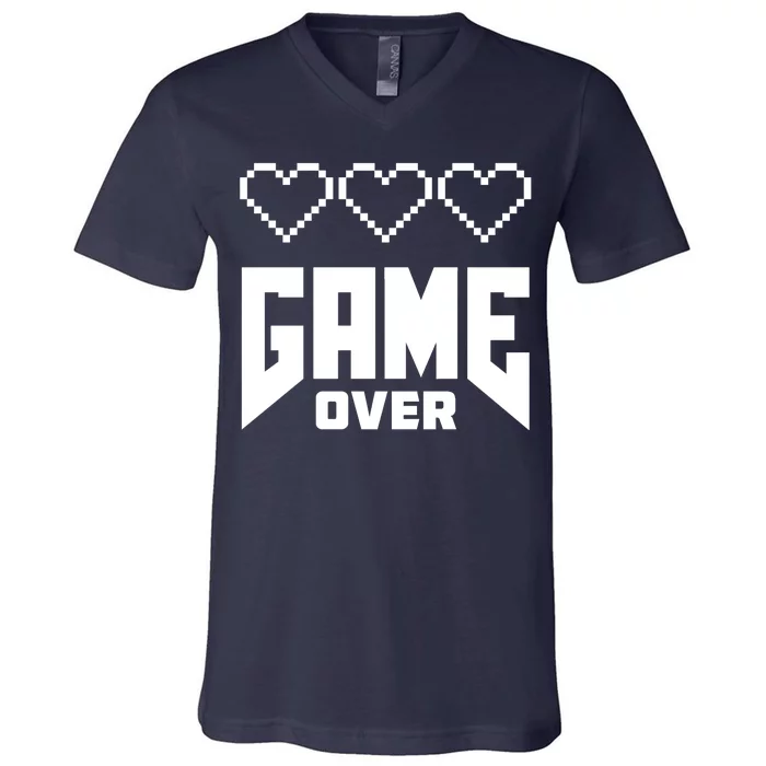 Retro Game Over Out Of Hearts V-Neck T-Shirt