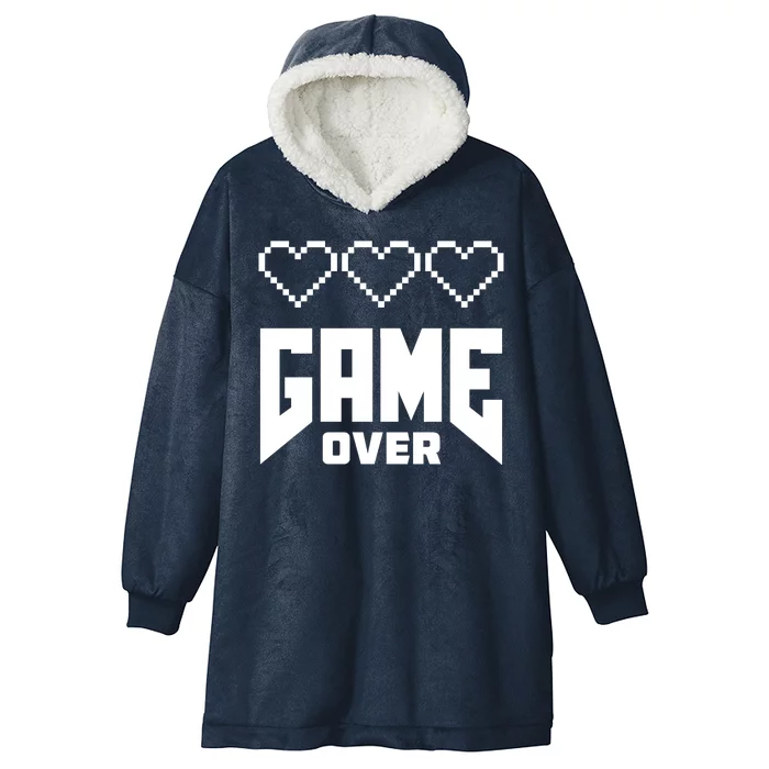 Retro Game Over Out Of Hearts Hooded Wearable Blanket