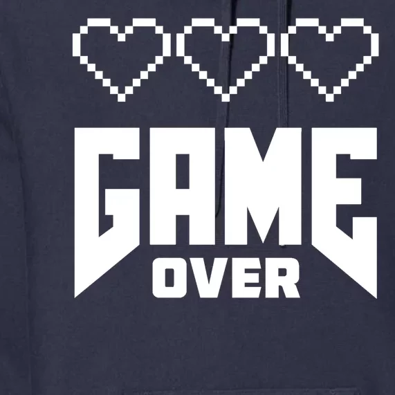 Retro Game Over Out Of Hearts Premium Hoodie