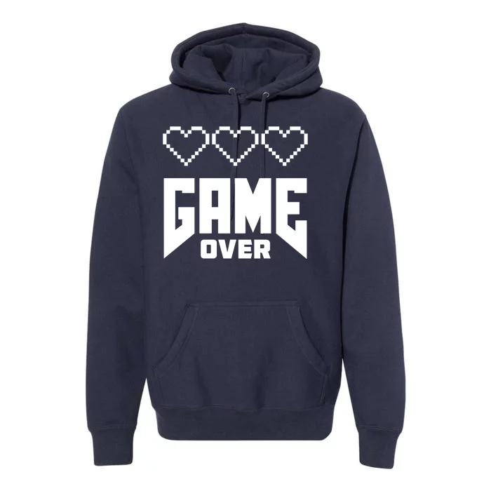 Retro Game Over Out Of Hearts Premium Hoodie