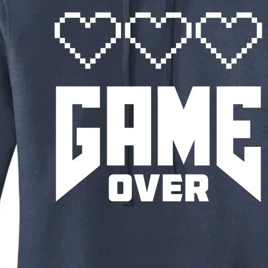 Retro Game Over Out Of Hearts Women's Pullover Hoodie