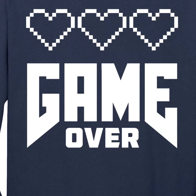 Retro Game Over Out Of Hearts Tall Long Sleeve T-Shirt