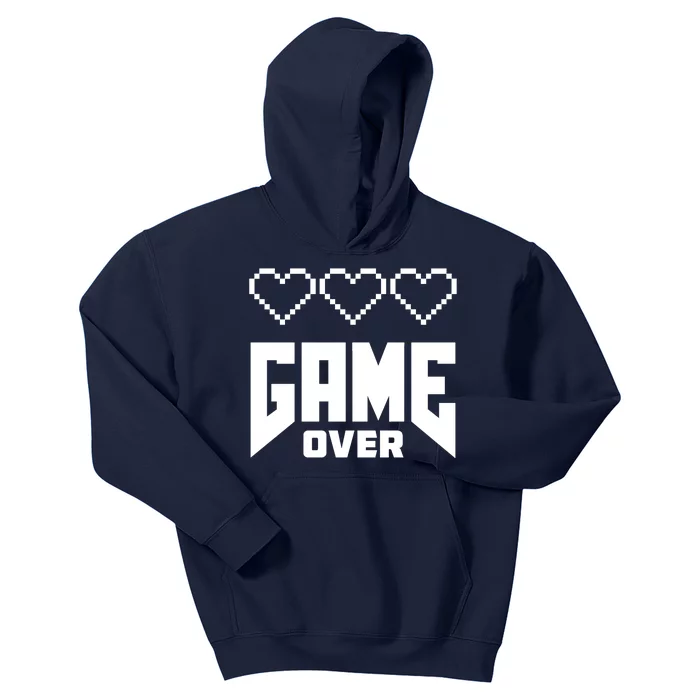 Retro Game Over Out Of Hearts Kids Hoodie