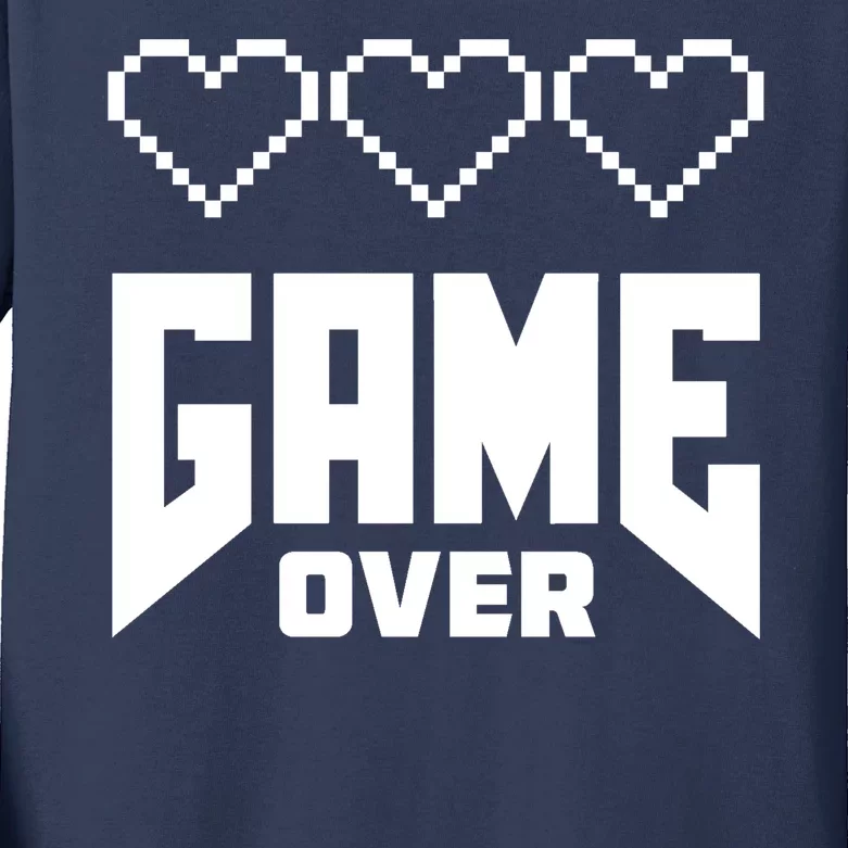 Retro Game Over Out Of Hearts Kids Long Sleeve Shirt