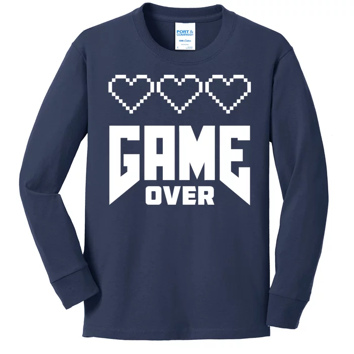 Retro Game Over Out Of Hearts Kids Long Sleeve Shirt