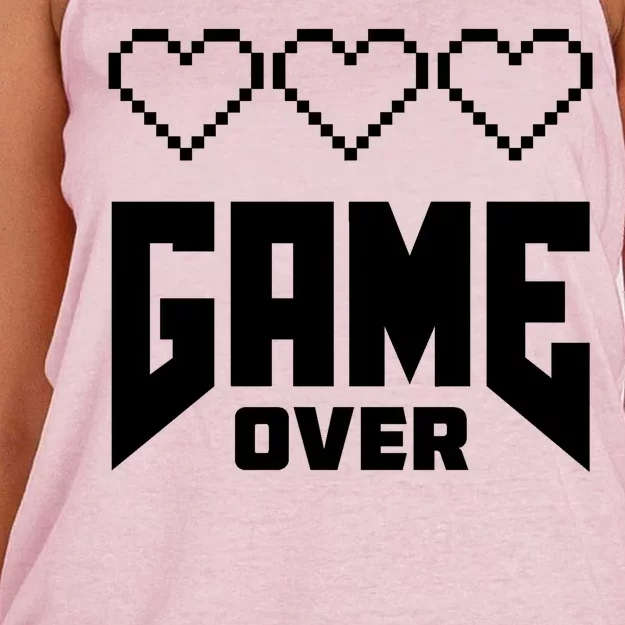 Retro Game Over Out Of Hearts Women's Knotted Racerback Tank