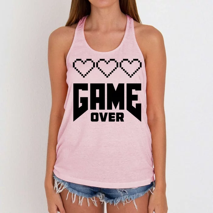 Retro Game Over Out Of Hearts Women's Knotted Racerback Tank