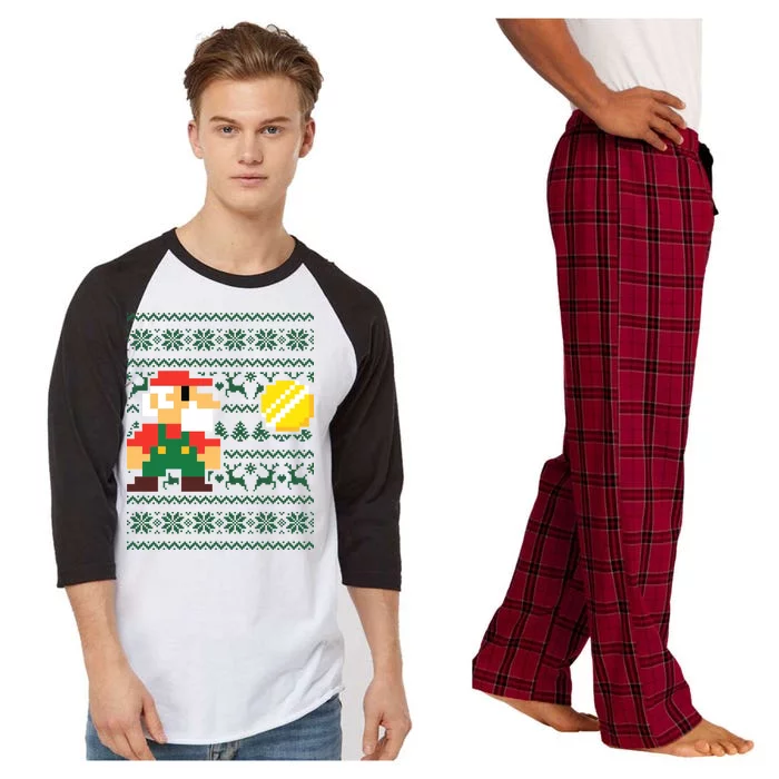 Retro Gamer Gaming Ugly Christmas Raglan Sleeve Pajama Set