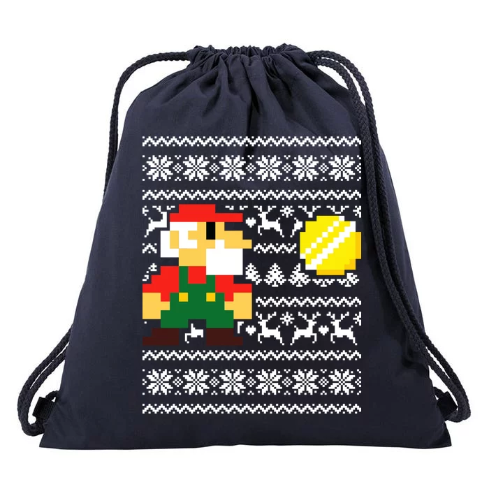 Retro Gamer Gaming Ugly Christmas Drawstring Bag