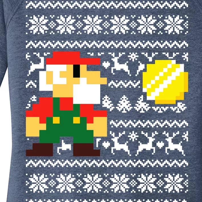 Retro Gamer Gaming Ugly Christmas Women's Perfect Tri Tunic Long Sleeve Shirt