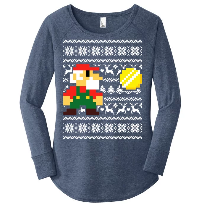 Retro Gamer Gaming Ugly Christmas Women's Perfect Tri Tunic Long Sleeve Shirt