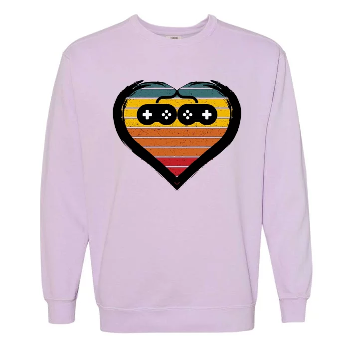 Retro Gamer Heart Garment-Dyed Sweatshirt